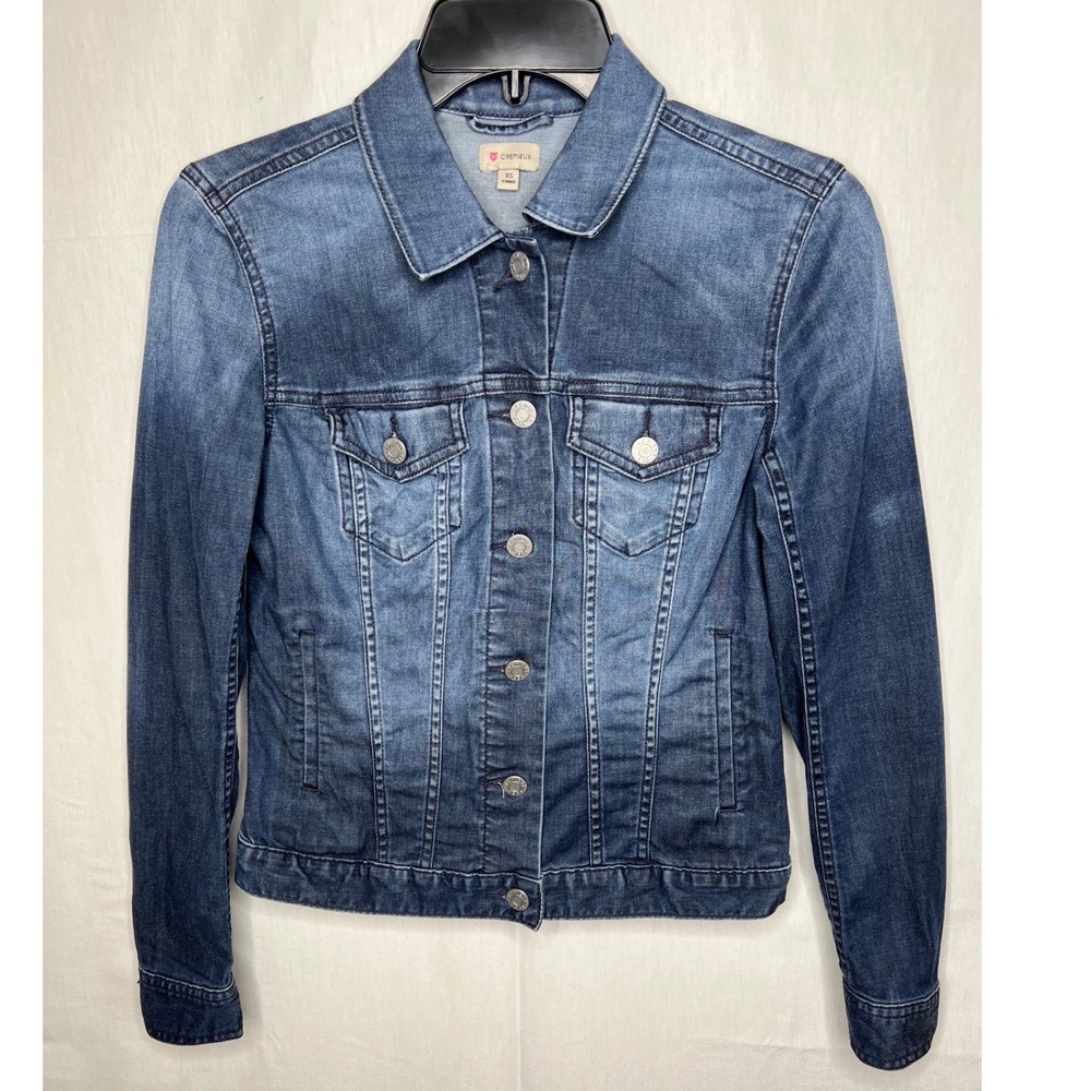 Cremieux Womens Denim Trucker Jacket Medium Wash Blue XS